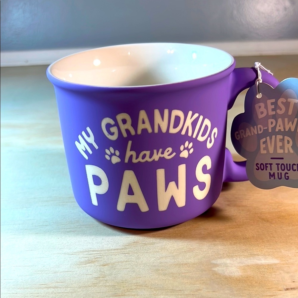 NWT Purple Soft Touch Mug with Paw Print Design